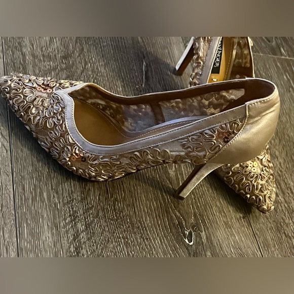 Kay Unger Beige Dressy 4” Heel In Satin - Picture 2 of 5